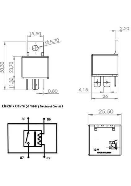 12V Mini Röle 4 Pin - 4ra 965 400-031, 97CT15K234AA