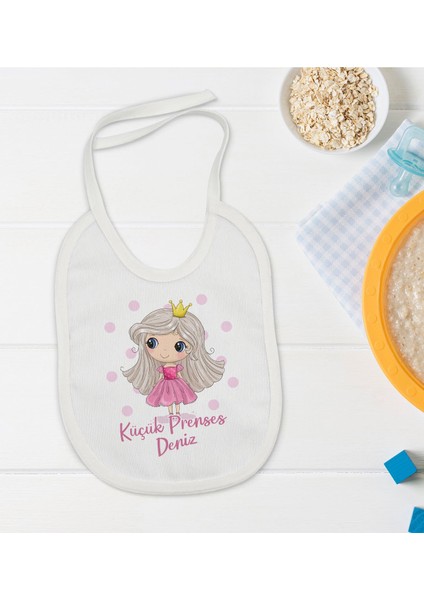 Kids Kişiye Özel Küçük Prenses Tasarımlı Bebek Mama Önlüğü - Model 1