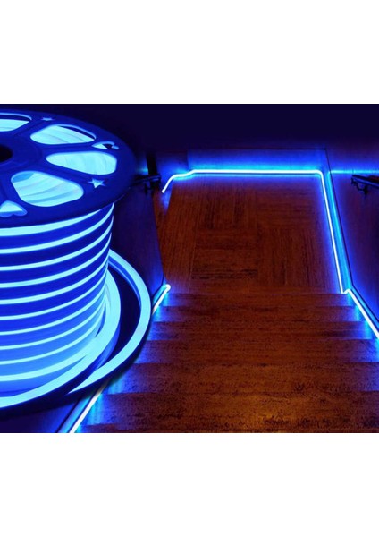 Mavi Işık Neon LED 220 Volt Tak Çalıştır 220V Neon Hortum LED 120 Ledli Yüksek Işık Su Geçirmez Dış Mekan Uyumlu