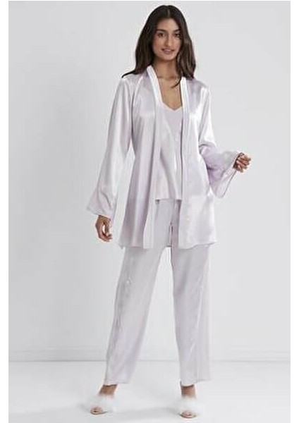 Saten 3lü Pijama Takımı 2040 Viola Renk modelleri