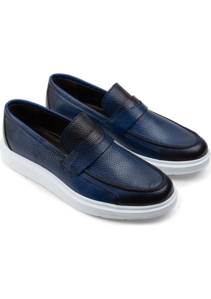 Deri Mavi Comfort Erkek Loafer