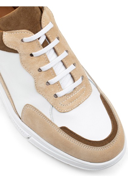 Deri Bej Sneaker Erkek Ayakkabı
