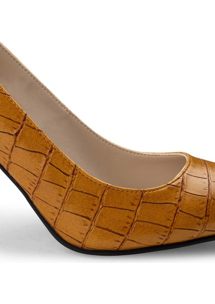 Sarı Kroko Stiletto Kadın Topuklu Ayakkabı fırsatları
