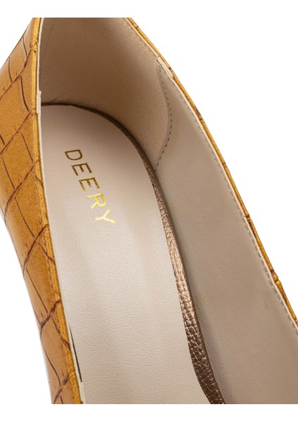 Sarı Kroko Stiletto Kadın Topuklu Ayakkabı indirimleri