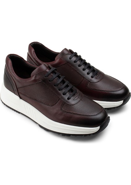 Deri Bordo Sneaker Erkek Ayakkabı