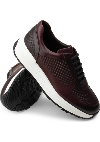 Deri Bordo Sneaker Erkek Ayakkabı
