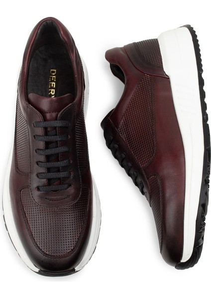 Deri Bordo Sneaker Erkek Ayakkabı