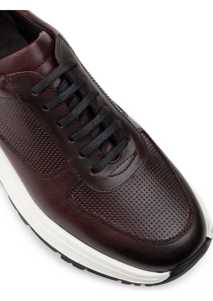 Deri Bordo Sneaker Erkek Ayakkabı