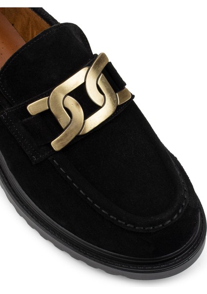 Süet Siyah Tokalı Kadın Loafer indirimleri