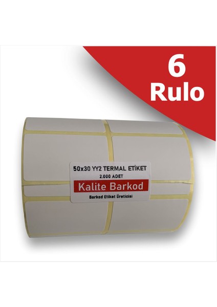 50X30 Yanyana 2li Termal Etiket | 6 Rulo Barkod Etiketi
