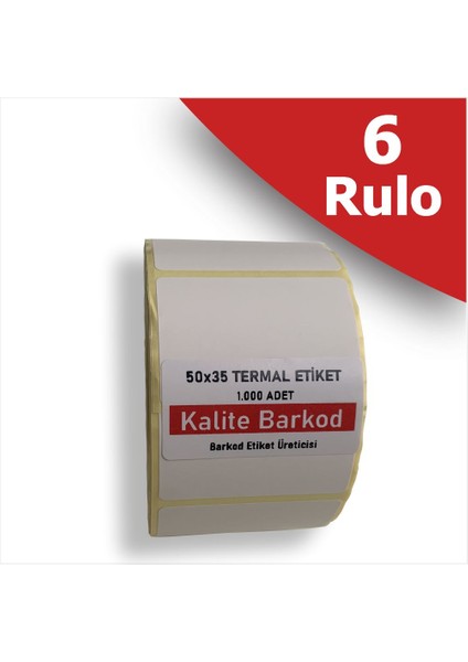 50X35 Termal Etiket | 6 Rulo Barkod Etiketi