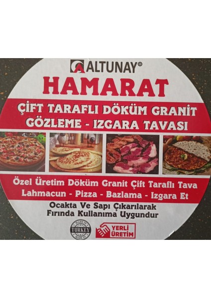 Hamarat Çift Taraflı Granit Kaplı 34 cm Döküm Gözleme - Grill Tava modelleri