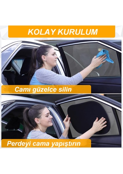 Yan Cam Perde Güneşlik Perdesi Kılıfı Oto Araç Arka Yan Cam Güneşliği 2 Adet