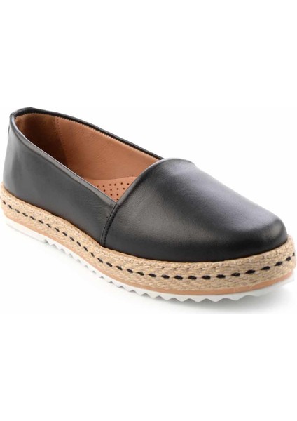 Siyah Deri Kadın Espadril K01582021803 modelleri