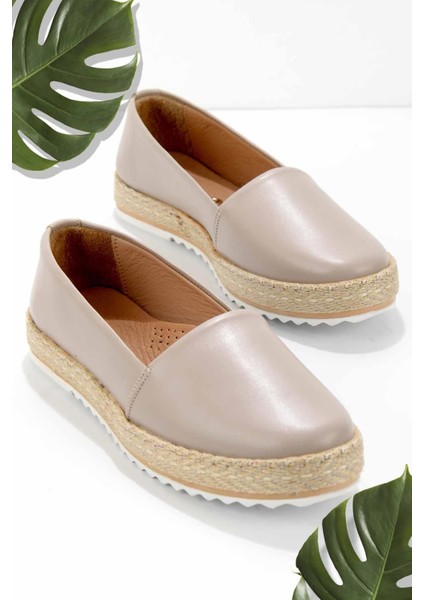 Açık Kum Deri Kadın Espadril K01582021803