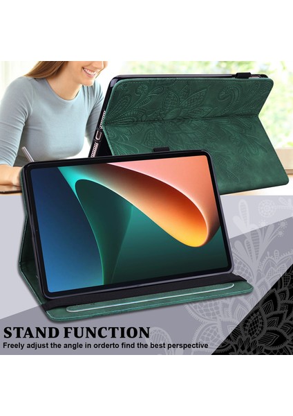Xiaomi Pad 5 / Xiao Mi Pad 5 Pro Için Taşınabilir Pu Deri Tablet Kılıfı - Yeşil (Yurt Dışından)