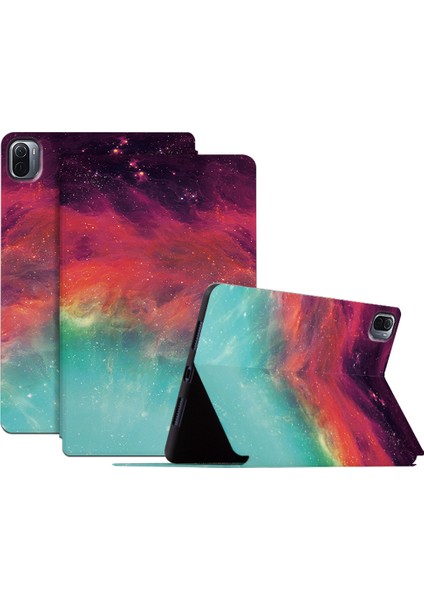Xiaomi Pad 5 / Xiao Mi Pad 5 Pro Için Taşınabilir Desen Baskılı Pu Deri Tablet Kılıfı - Çok Renkli (Yurt Dışından)