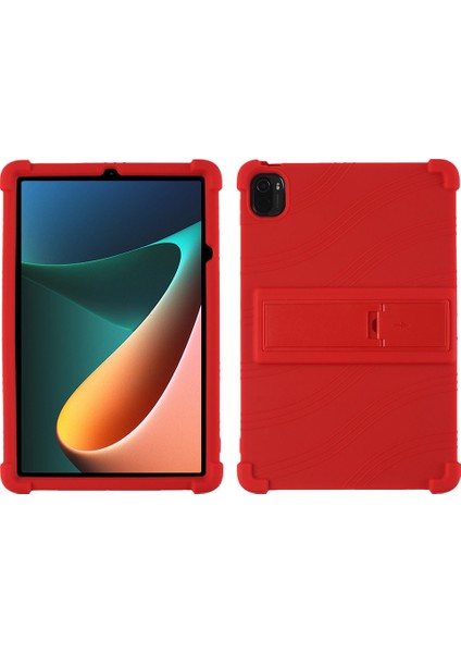 Xiaomi Pad 5 / Xiao Mi Pad 5 Pro Için Taşınabilir Pc Dört Köşe Silikon Tablet Kılıfı - Kırmızı (Yurt Dışından)