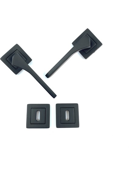 Istanbul Door Handles Lotus Çelik Rozetli Mat Siyah Kapı Kolu