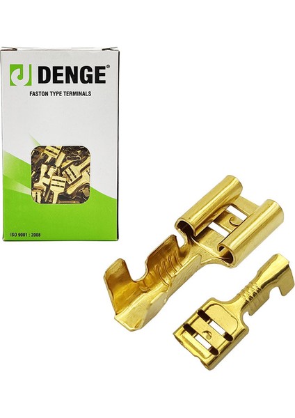 6.3mm Kablo Ucu Dişi Terminal Sarı Kablo Pabuç Paket Içeriği 300 Adet