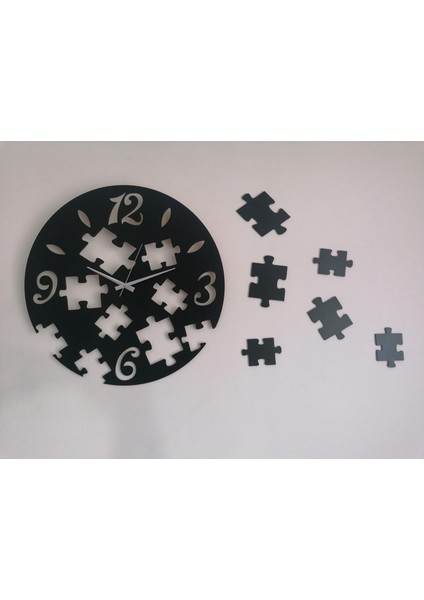 50 x 50 cm Ahşap Mdf Dekoratif Duvar Saati Puzzle Figürlü Model 19