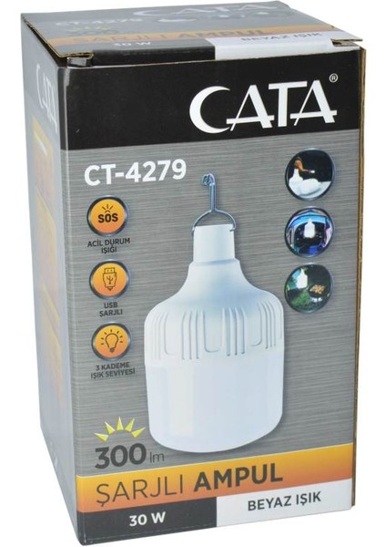 Ct-4279 30w 300 Lümen Usb Şarjlı Torch Led Ampul