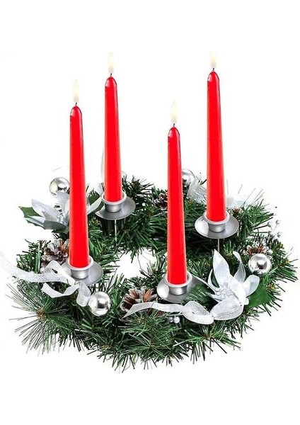 Noel Çelenk Mumluklar 12 Inç Noel Advent Takvim Advent Çelenk Yüzük Mum Stand (Gümüş) (Yurt Dışından)