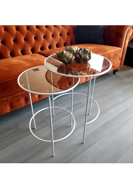 Nesting 2'li Yuvarlak Metal Zigon Yan Sehpa fiyatları