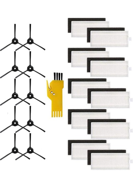 Lefant M201 T700 M520 M571 M501B M301 Robot Süpürge Yedek Aksesuar Kiti İçin 10 Filtre ve 10 Yan Fırça (Yurt Dışından)