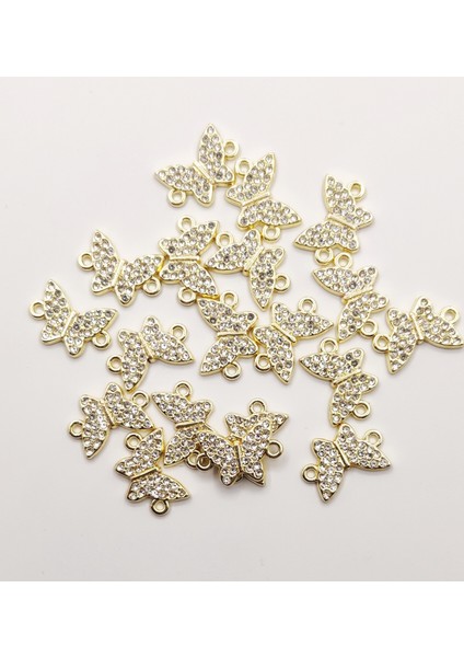 Kelebek Model Taşlı Kolye Bileklik Ucu 2 Adet