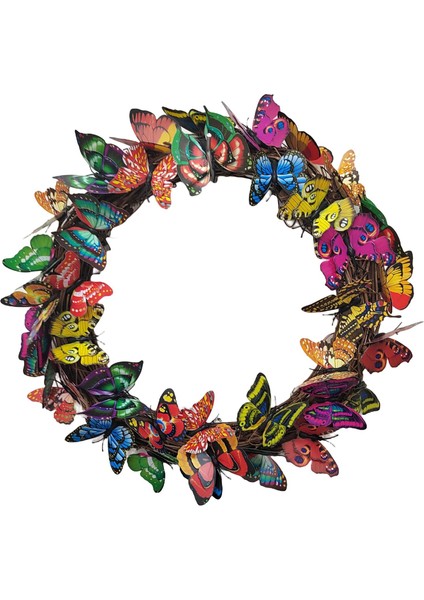 Ön Kapı Için Yuvarlak Kelebek Asılı Çelenk Paskalya Dekorasyon (Yurt Dışından)