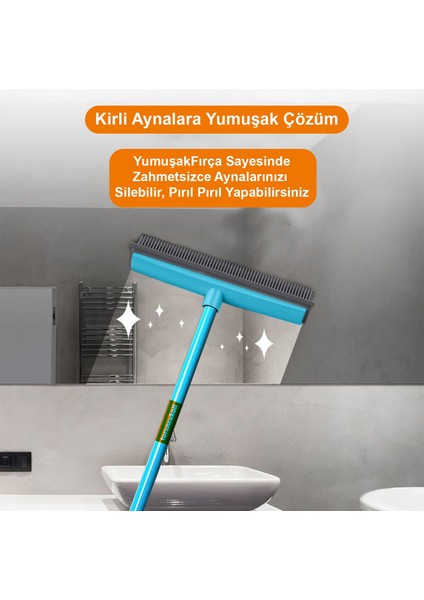 Kauçuk Zemin Çekpas Fırça Mop Teleskopik Saplı modelleri