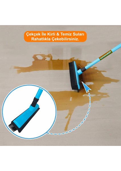 Kauçuk Zemin Çekpas Fırça Mop Teleskopik Saplı fırsatları