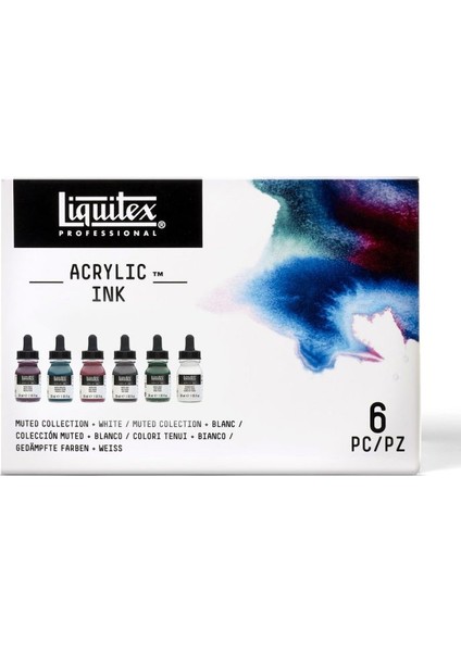 Professional Akrilik Mürekkep Seti 6 Renk x 30 ml Muted Collection White