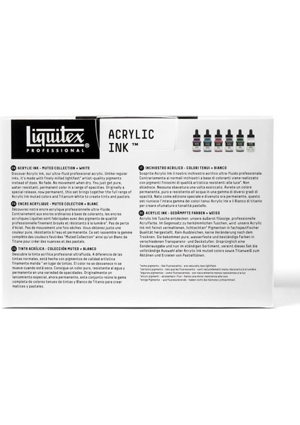 Professional Akrilik Mürekkep Seti 6 Renk x 30 ml Muted Collection White