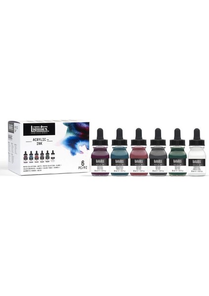 Professional Akrilik Mürekkep Seti 6 Renk x 30 ml Muted Collection White