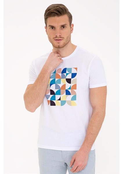 G021SZ011-1201103 Erkek T-Shirt Beyaz
