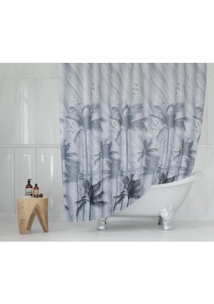 Banyo Perdesi 1x120x200 Tek Kanat Duş Perdesi Halka Hediyeli Duşakabin Perdesi 5104