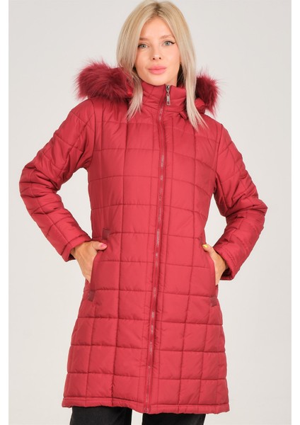 Z6653 Dewberry Kadın Kaban-Açık Bordo fiyatları