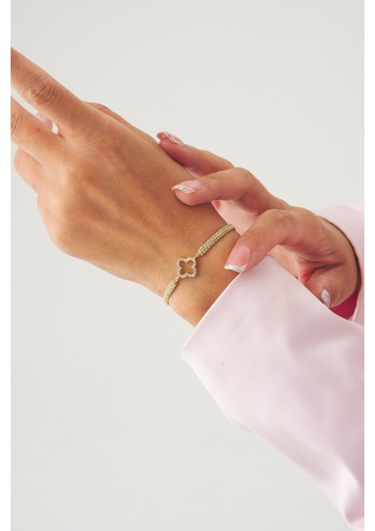 Gold Yonca Örgü Ip Best Friends Bileklik fiyatları