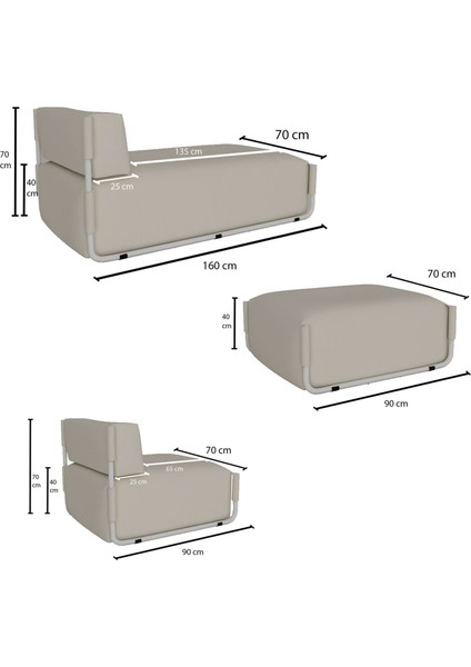 Relaks Bahçe Oturma Grubu Bej Renk CPT5603-160