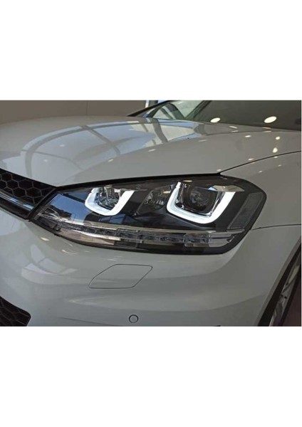 Volkswagen Golf 7 U LED Far Silver Haraketli Sinyal -(Uzun Kısa LED Aydınlatmalar Farın Içinde)