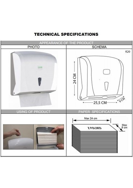 Vialli K20B Banyo Mutfak Lavabo Pratik Z Katlı Kağıt Havlu Dispenseri Kapasite 200 Kağıt Siyah fiyatları