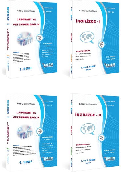 AÖF Laborant ve Veteriner Sağlık 1. Sınıf Güz ve Bahar Dönemi Anlatımlı Soru Set