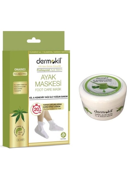 Yoğun Bakım Ayak Maskesi 35 Ml+Dermokil Aloe Vera Özü El Yüz Kremi 220 Ml