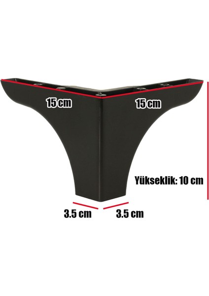 Mobilya Kanepe Sehpa Puf Koltuk Ayağı Baza Ayak 10 Cm Siyah (4 Adet)