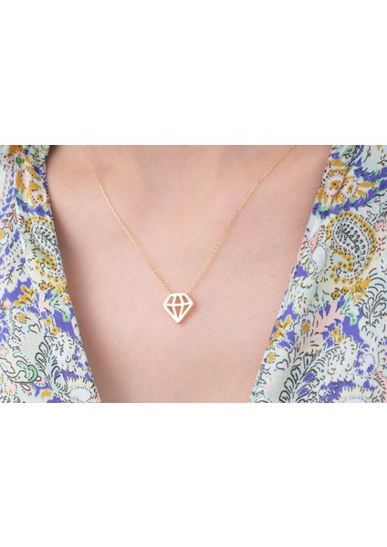 Elmas Şekli Kolye 14 Ayar Altın Kolye