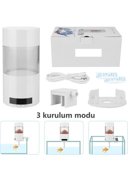 500 ml. Akıllı Otomatik Balık Besleyici - Beyaz (Yurt Dışından)