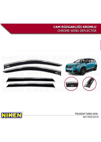 Peugeot 5008 Kromlu Cam Rüzgarlığı 4'lü Set (2018-2021) Niken fiyatları