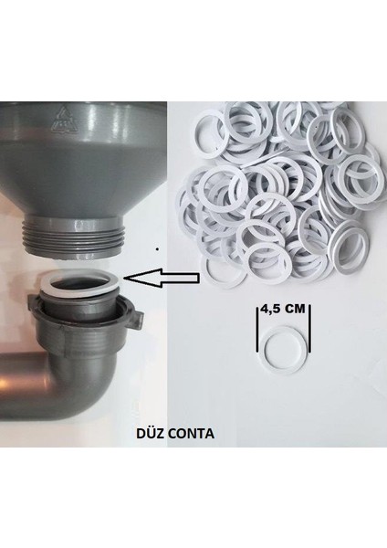 Tekdekoryapı 1,5 Göz Evye Sifon Conta Seti (10 Ad Konik 2 Ad Düz)